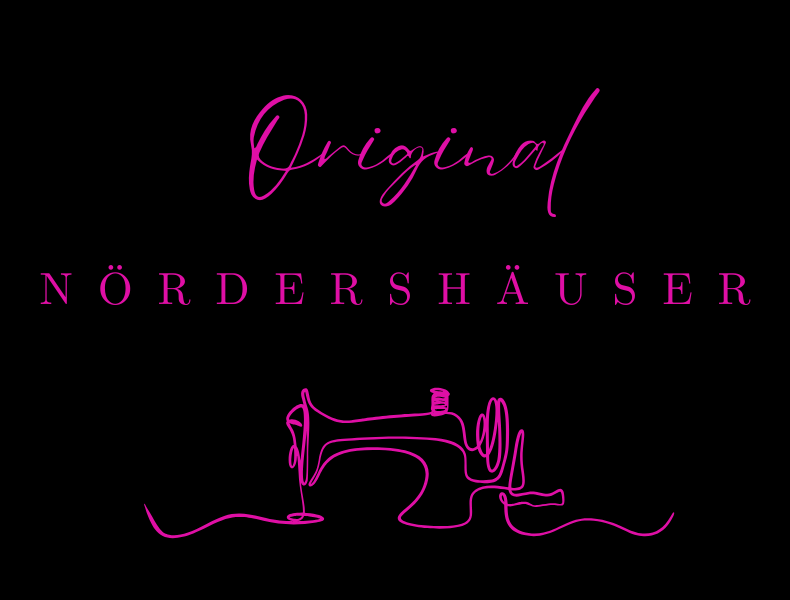 Original Nördershäuser — Logo mit Nähmaschine in Linienzeichnung